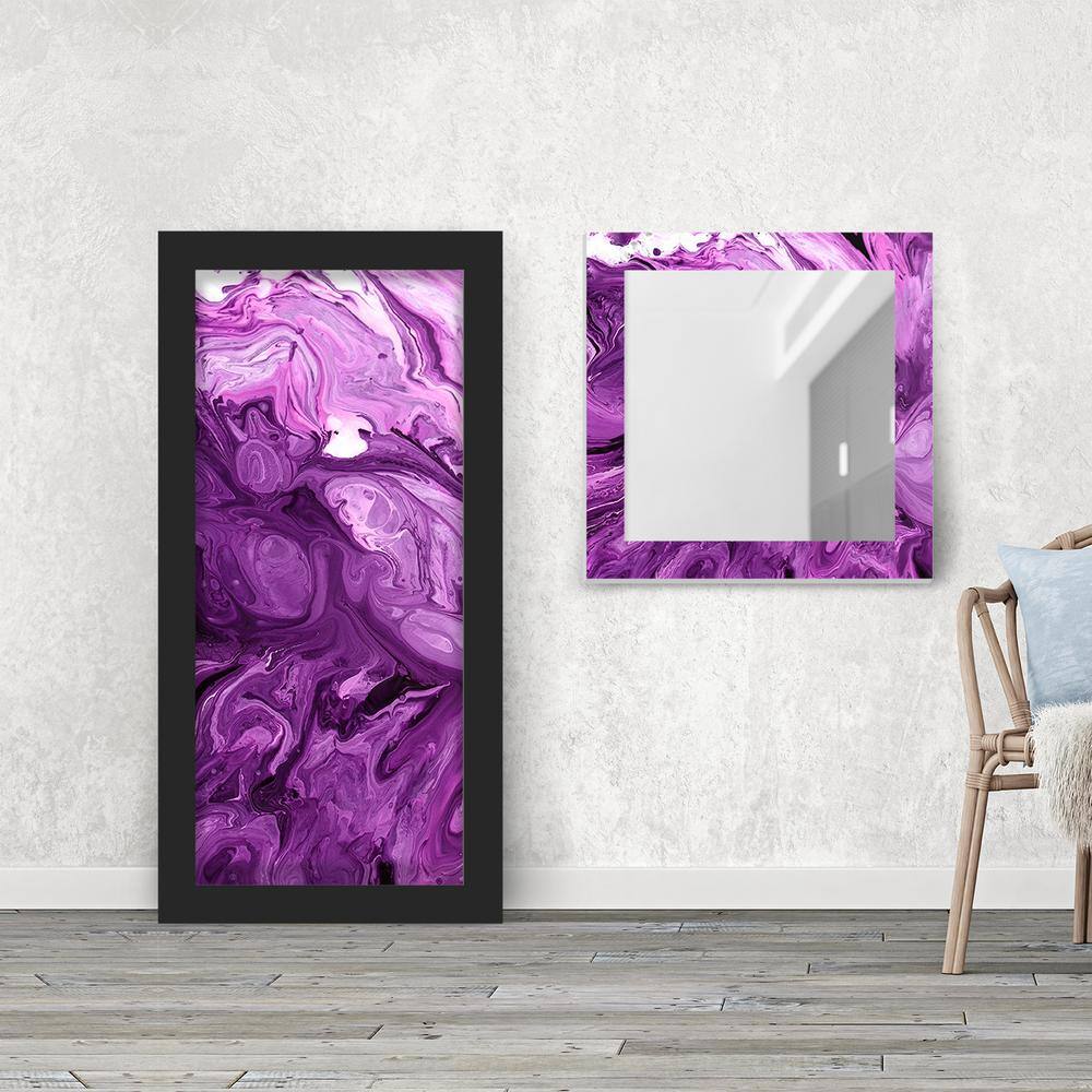 36 in. H x 36 in. W Modern Rectangle 4" Framed Mirror and 72 in. H x 36 in. W Black Framed