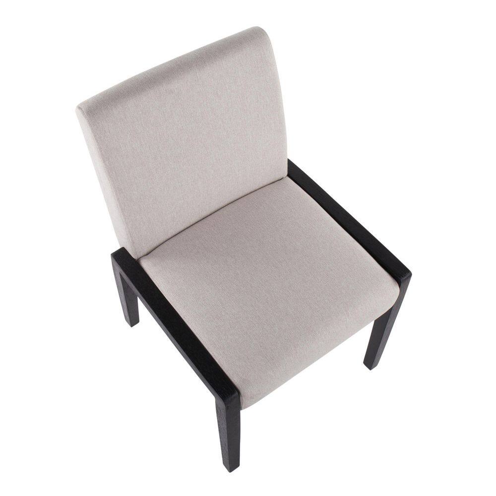 Carmen Beige Fabric and Black Wood Velvet Dining Chairs - Set of 2
