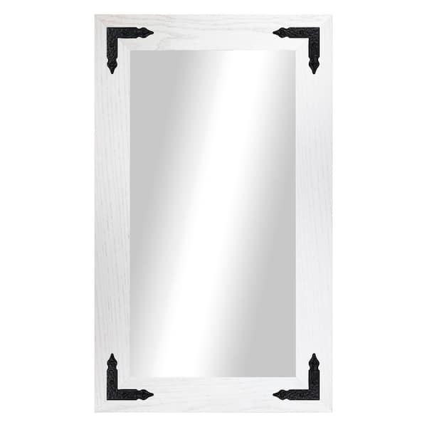 Rayne Mirrors (33 in. W x 22 in. H) White Hardwood Rectangle Mirror with Decorative Corner Bracket