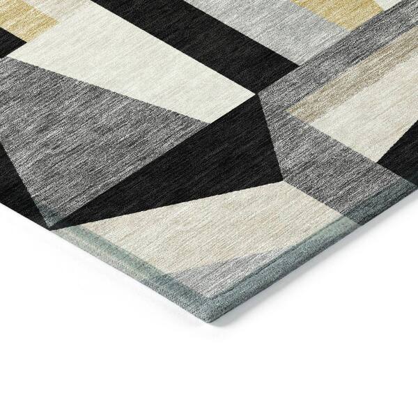 Chantille Machine Washable Indoor/Outdoor Abstract ACN2327 Black 2 ft. x 3 ft. Accent Rug