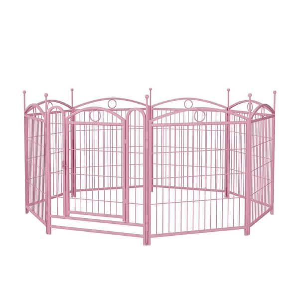 32 in. Metal Garden Fence with Doors for Pets
