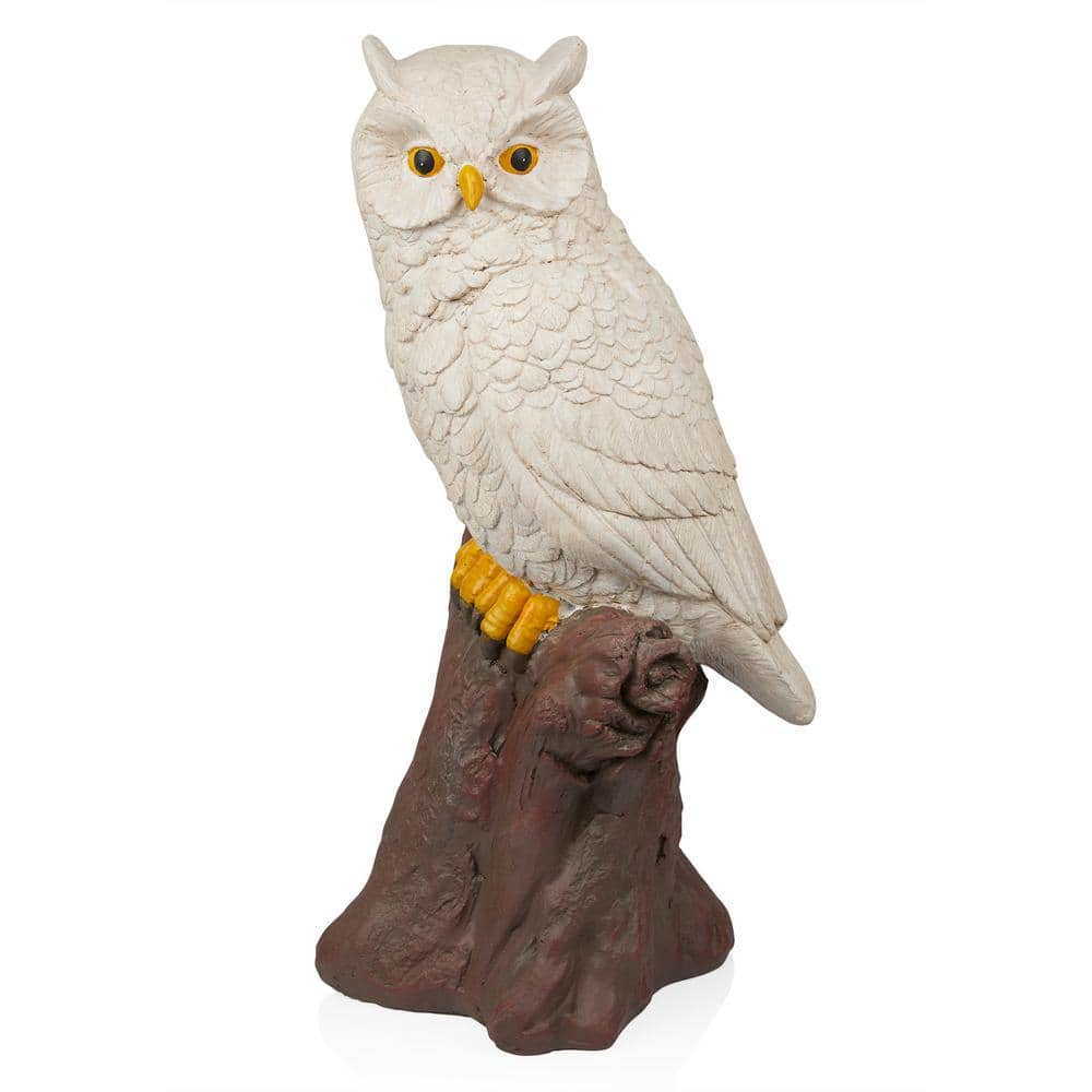 Alpine Corporation White Owl on Tree Trunk Statuary