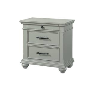 Brooks 28 in. H x 28 in. W x 16 in. D 3-Drawer Nightstand With USB Ports in Grey