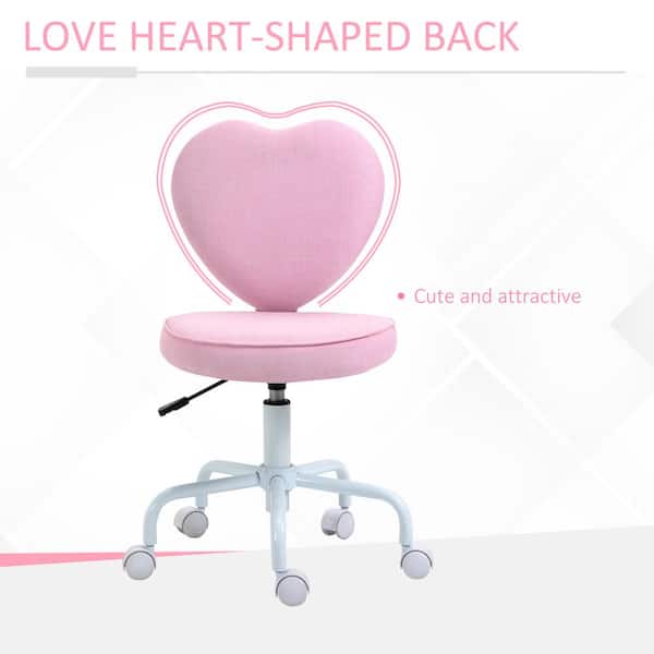 HOMCOM Pink Heart Love Shaped Back Design Office Chair with Adjustable  Height and 360 Swivel Castor Wheels 833-942V80 - The Home Depot