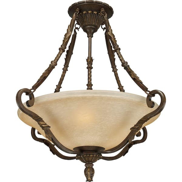 TRUMP HOME Ardsley Collection 3-Light Antique Bronze Hanging Bowl Pendant