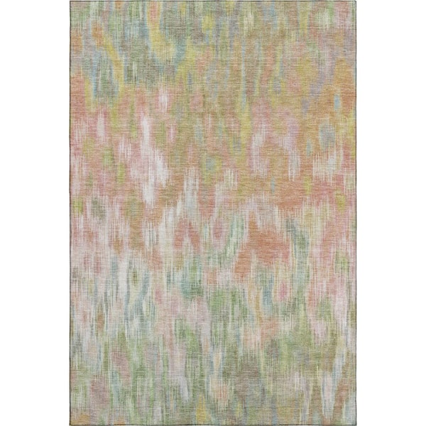 Mayfield Premium Machine Washable Abstract AMF2129 Coral 9 ft. x 12 ft. Area Rug
