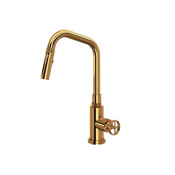ROHL Campo Italian Brass 16 in. Single Handle Pull Down Sprayer Kitchen Faucet with 360° Spout Swivel