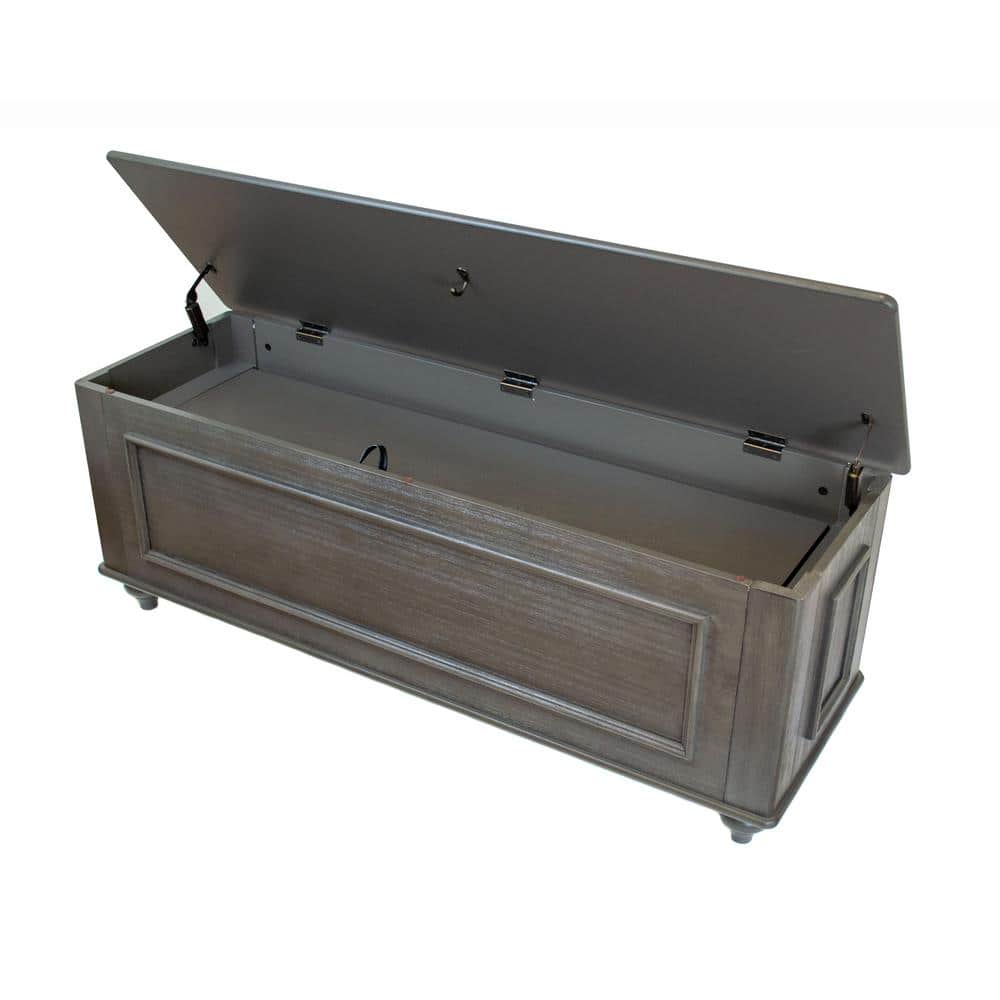 Mountain Gray Wood Veneer Hope Chest Bench with Gun Concealment
