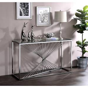 Andromeda 47.25 in. Chrome Rectangular Glass Top Console Table