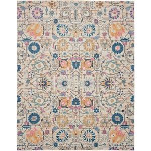 Passion Ivory/Multi 8 ft. x 10 ft. Floral Transitional Area Rug