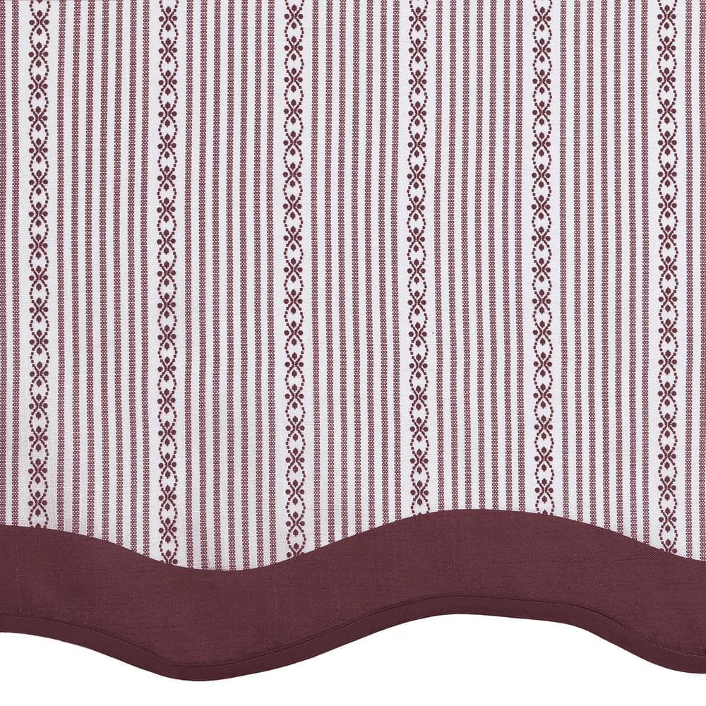 Burgundy Scalloped Edge Polyester Tier Curtains and Valance Set