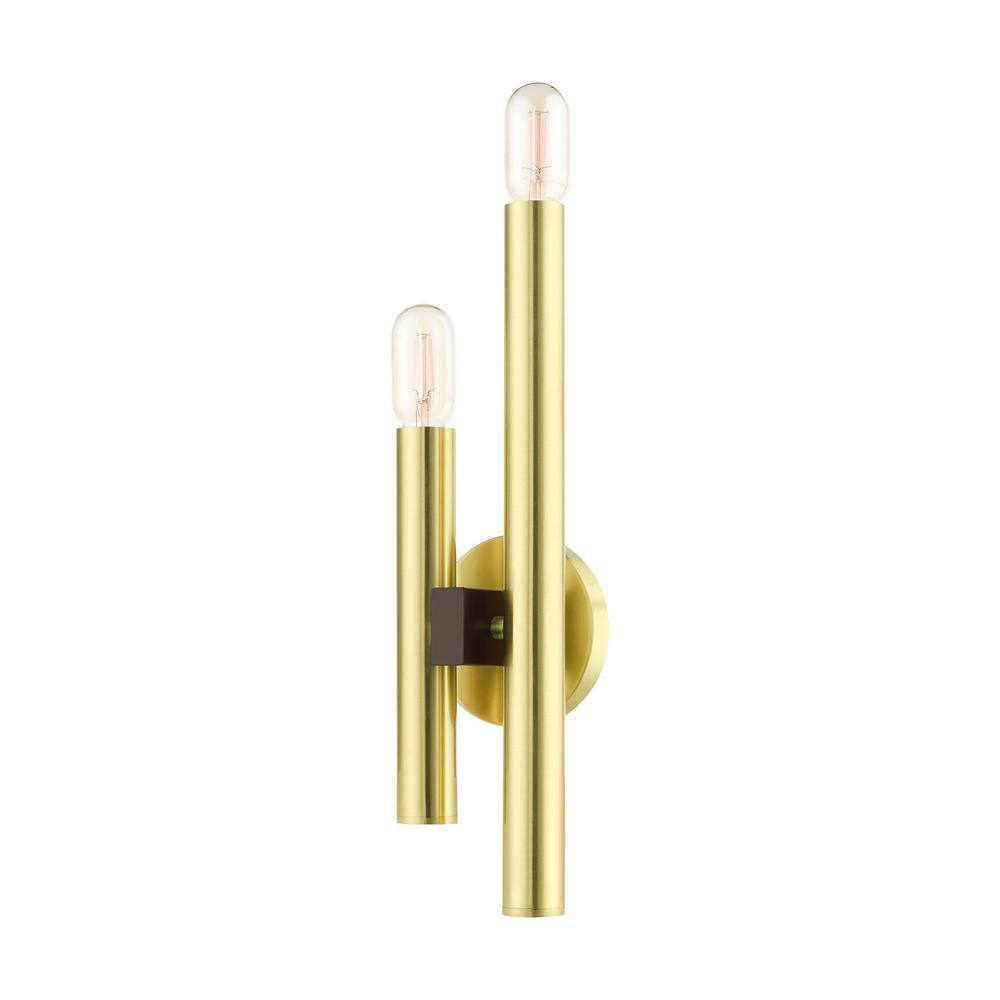 Helsinki Satin Brass and Bronze 2-Light ADA Wall Sconce