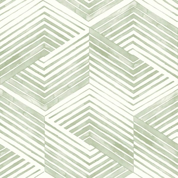 Nicole Miller Geo Movement Sage Peel and Stick Wallpaper