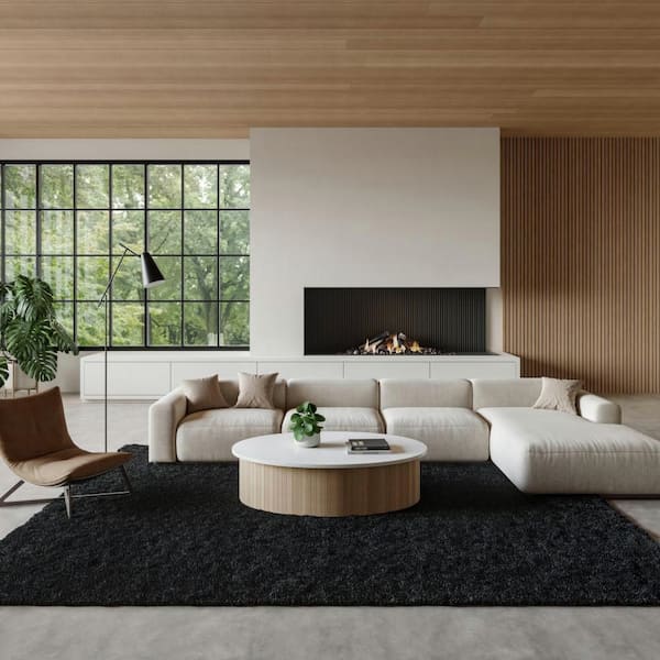 Pacific Shag Black 8 ft. x 10 ft. Solid Contemporary Area Rug