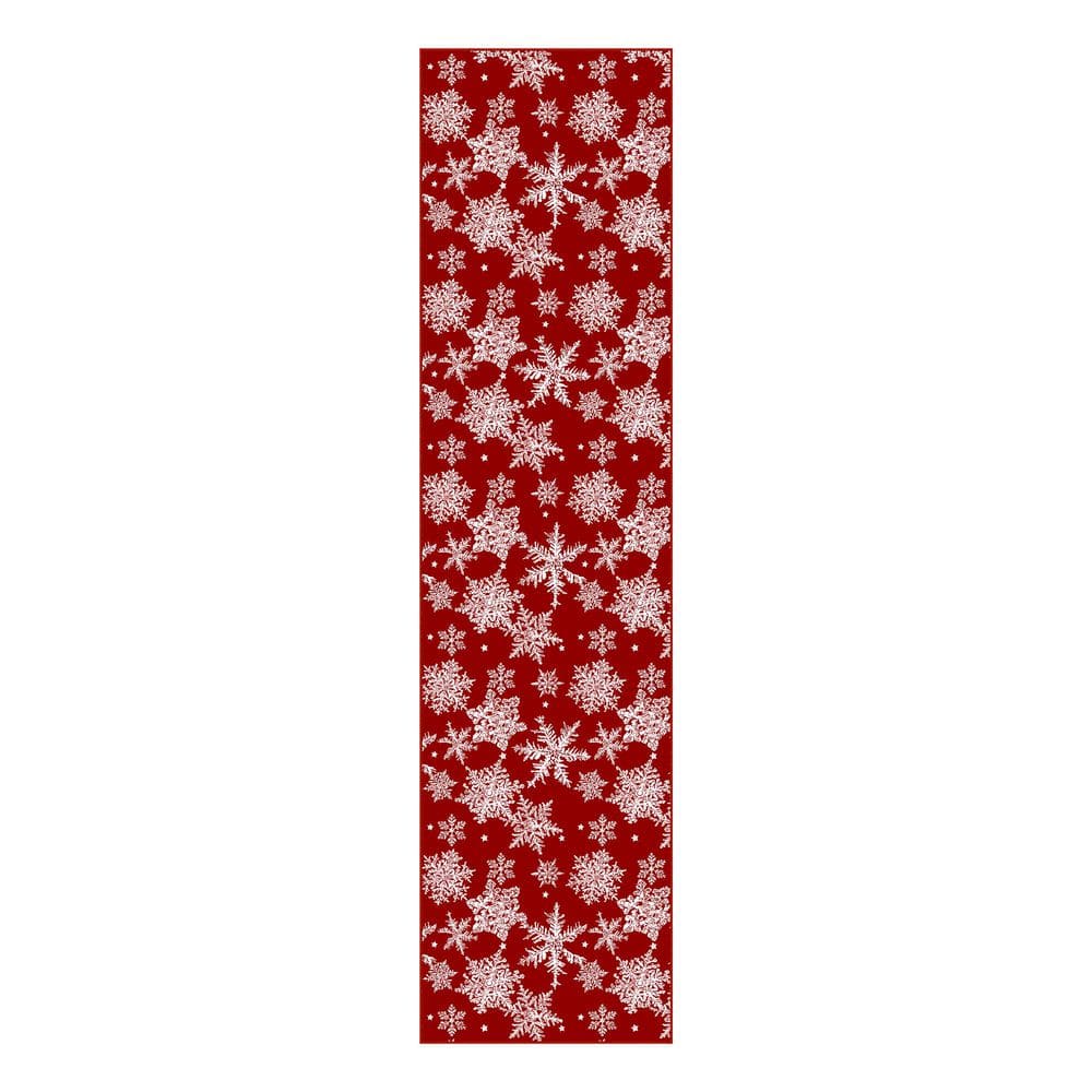 Christmas 2 ft. X 8 ft. Red Snowflakes Area Rug price history on PriceWatchPro