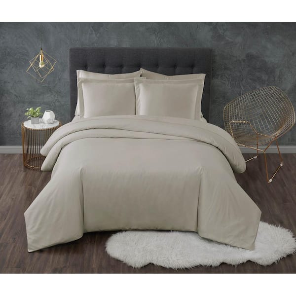 TRULY CALM Antimicrobial 2-Piece Khaki Twin/Twin XL Duvet Set