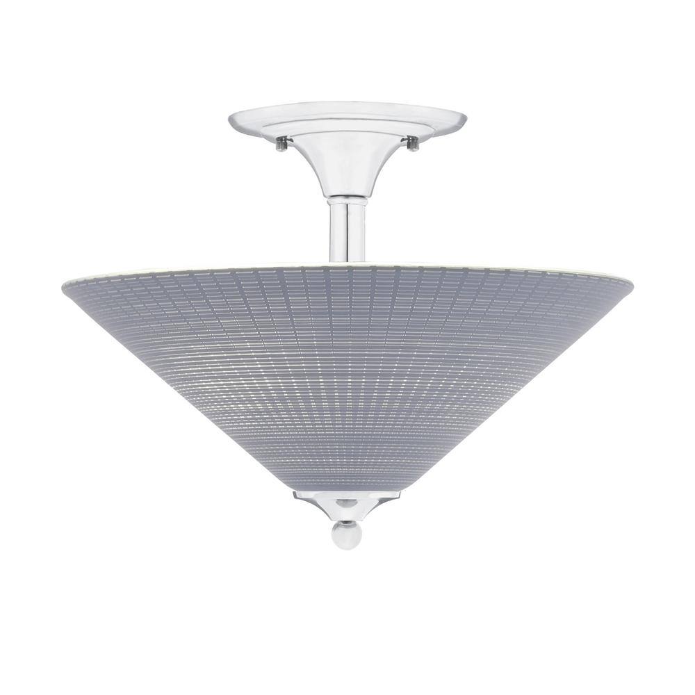 Bristol 16 in. 2-Light Chrome Transitional Semi-Flush Mount with 16 in. Gra