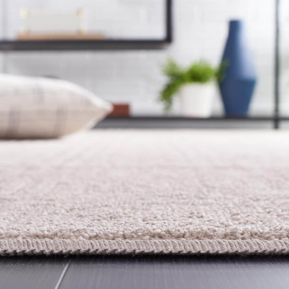 Beige Hand-Knotted Synthetic Rectangular Area Rug