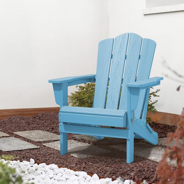 JEAREY Classic Light Blue Folding Plastic Adirondack Chair