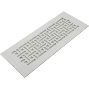 Basketweave Series 10 in. x 4 in. White Steel Vent Cover Grille for Home Floors Without Mounting Holes