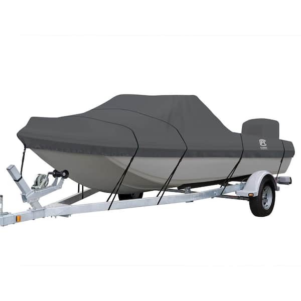 Classic Accessories Model B2 13 ft. 6 in. to 14 ft. 6 in. L, Beam Width to 73 in. W StormPro Charcoal Tri-Hull Outboard Boat Cover Fits