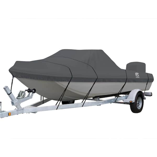 Classic Accessories Model B3 14 ft. 6 in. to 15 ft. 6 in. L, Beam Width to 80 in. W StormPro Charcoal Tri-Hull Outboard Boat Cover Fits