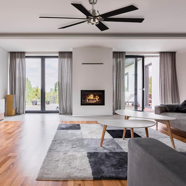 Statewood 70 in. Indoor LED Brushed Nickel Ceiling Fan with Remote Control Works with Google Assistant and Alexa