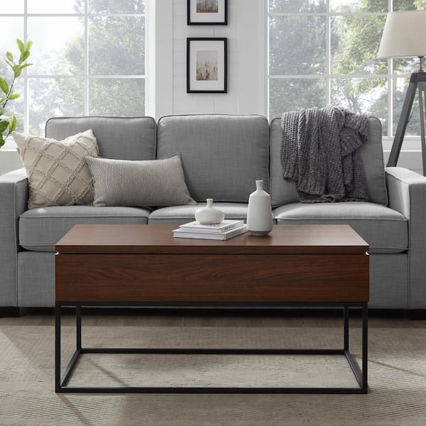 dark walnut coffee table with storage