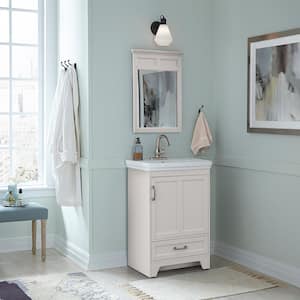 Evie 24 in. W x 18 in. D Vanity Cabinet in Grey with Vitreous China Vanity Top in White with White Sink