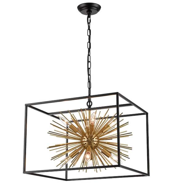 CLAXY 8-Light Black No Decorative Accents Shaded Rectangle Chandelier for Dining Room;Foyer with No Bulbs Included