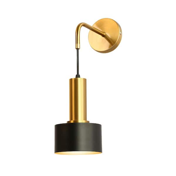 4.72 in. 1-Light Black Gold Indoor Wall Sconce with Elongated Design, E26 Base, Modern Wall Light Fixture