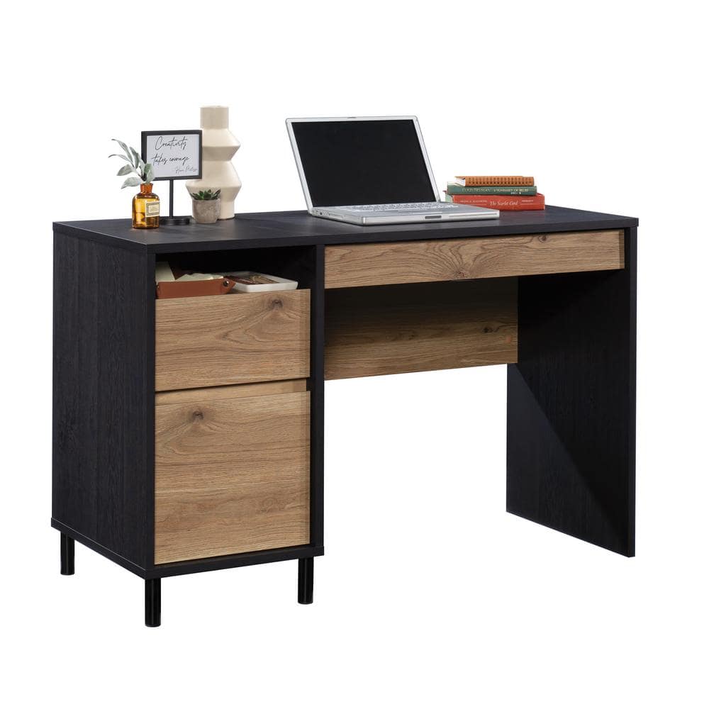 Raven Oak Timber Accented Home Office Desk with Storage