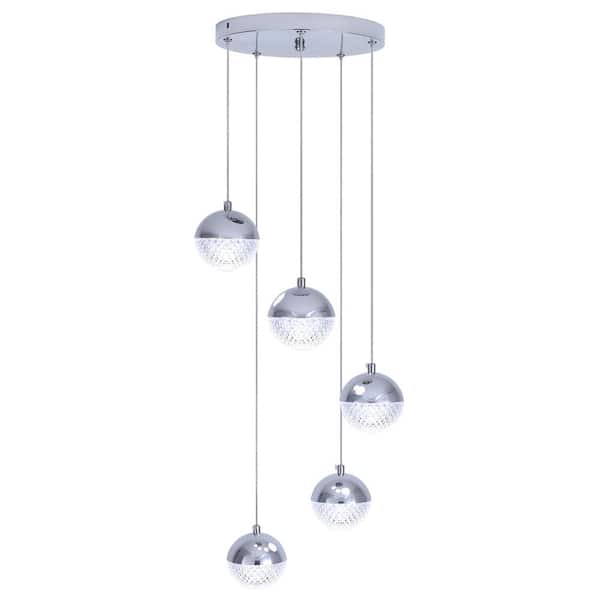 ADSENSTY Modern 5-Light Sliver Pendant Light for Dining Room
