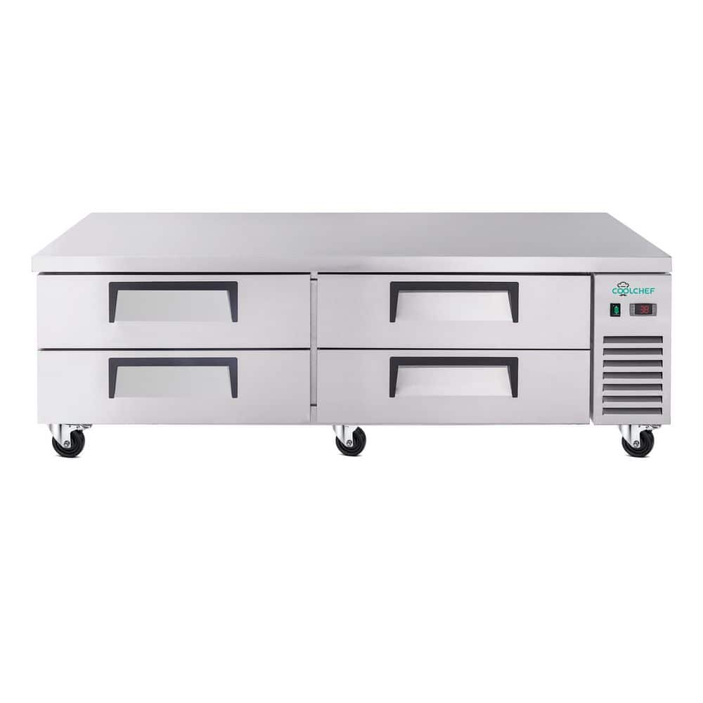 72 in. 16 cu. ft. Commercial Chef Base Refrigerator, Stainless Steel Worktop Multi Drawer Refrigerator