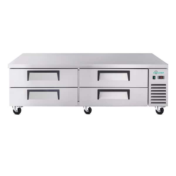 72 in. 16 cu. ft. Commercial Chef Base Refrigerator, Stainless Steel Worktop Multi Drawer Refrigerator