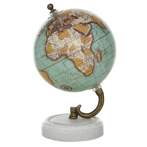 8 in. Teal Marble Decorative Globe with Marble Base