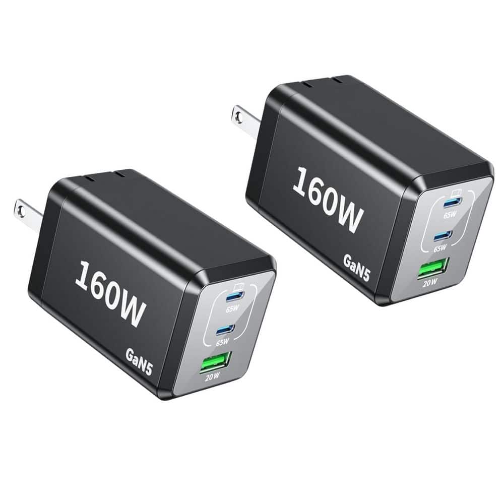 2 Pack USB C Fast Charger 160W Compact Foldable 3 Port Charging Station Hub Brick for iPhone MacBook iPad Galaxy Dell price history on PriceWatchPro