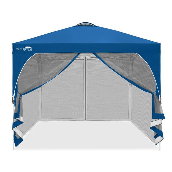 10x10 ft EZ Pop Up Canopy Party Wedding Tent Folding Gazebo Sun Shelter Blue New 