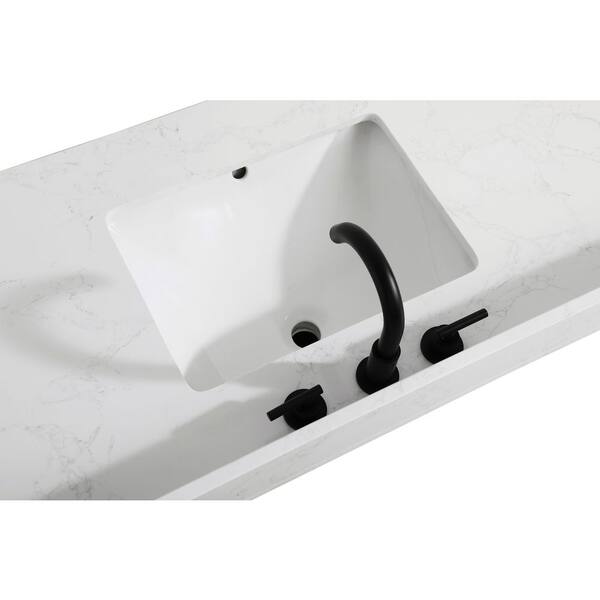 36 in. Single Sink Chestnut Brown Bath Vanity with White Engineered Marble Top and Backsplash