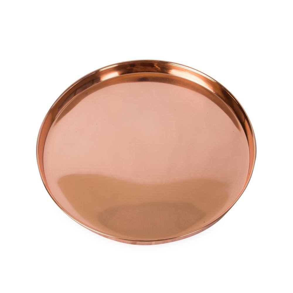 15" Round Copper-Plated Stainless Steel Decorative Tray