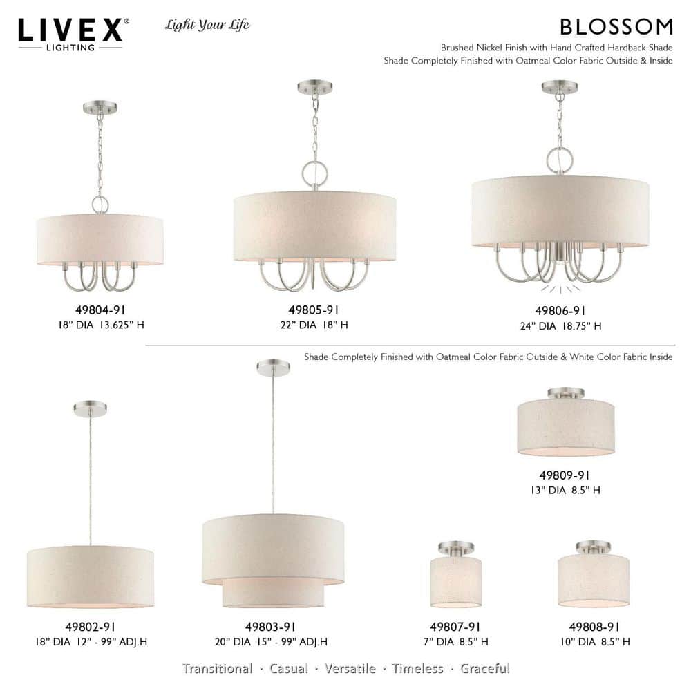 Blossom 24" Brushed Nickel Glass Drum Pendant Light