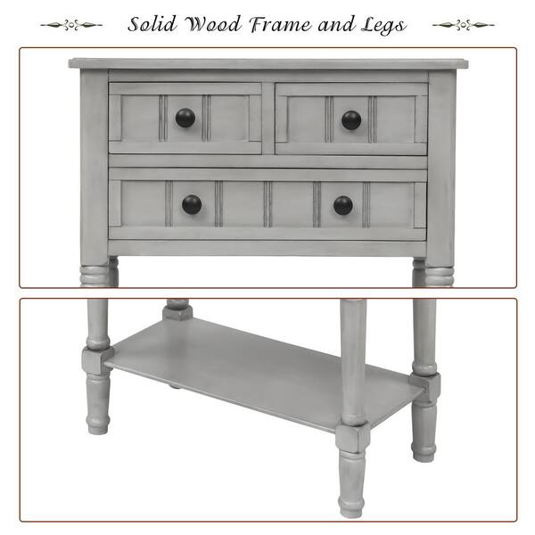 Boyel Living 23 7 In L Gray Wash, Slim Black Console Table With Drawers