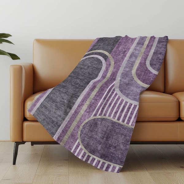 Premium Machine Washable ASB532 Purple 50 in. x 70 in. Sherpa Throw Blanket