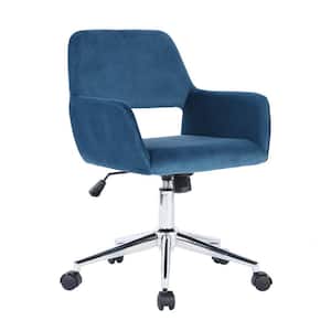 Ross Blue Velvet Upholstered Task Chair with Adjustable Height