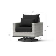 Milo Espresso 7-Piece Wicker Motion Fire Patio Conversation Set with Sunbrella Centered Ink Cushions