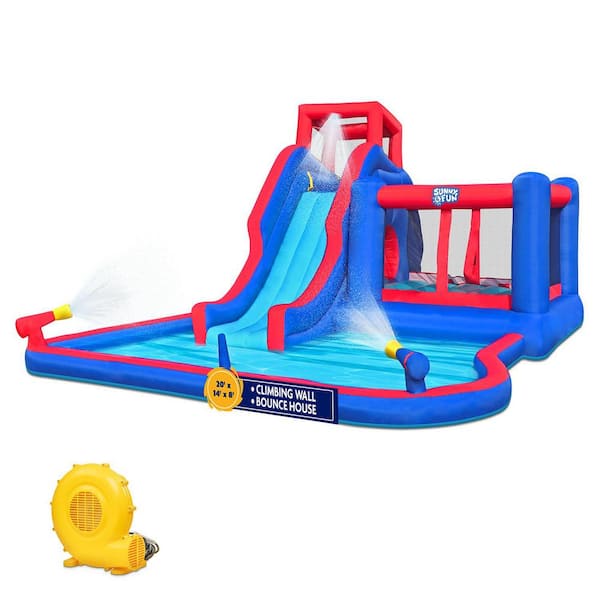 SUNNY & FUN Inflatable Water Slide, Blow up Pool and Bounce House for Backyard