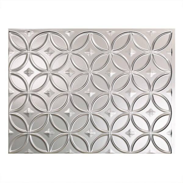 Fasade 18.25 in. x 24.25 in. Brushed Aluminum Rings PVC Decorative Backsplash Panel