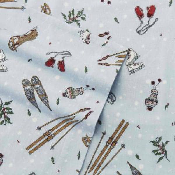 Twin Blue Cotton Flannel Plaid Deep Pocket Sheet Set