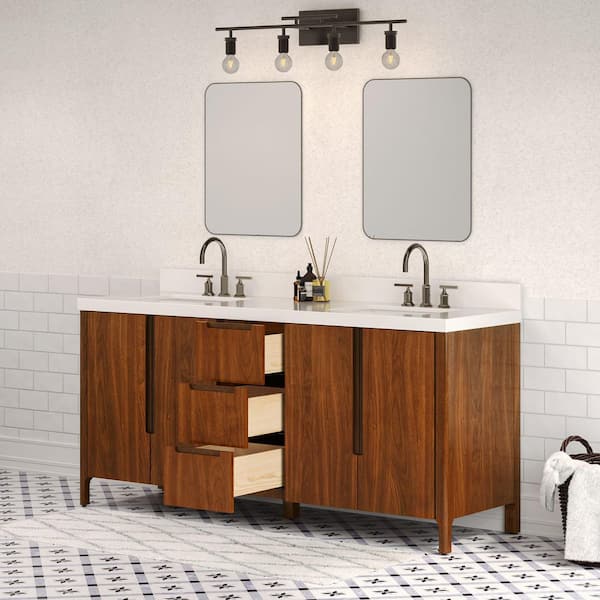 Water Creation Sequoia 72 in. Double Sinks Noir Juglans Bath