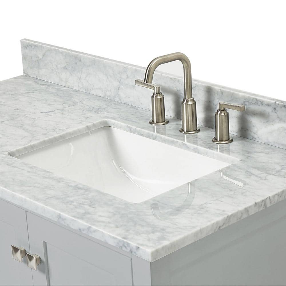 Cambridge 43" Gray Freestanding Vanity with White Marble Top